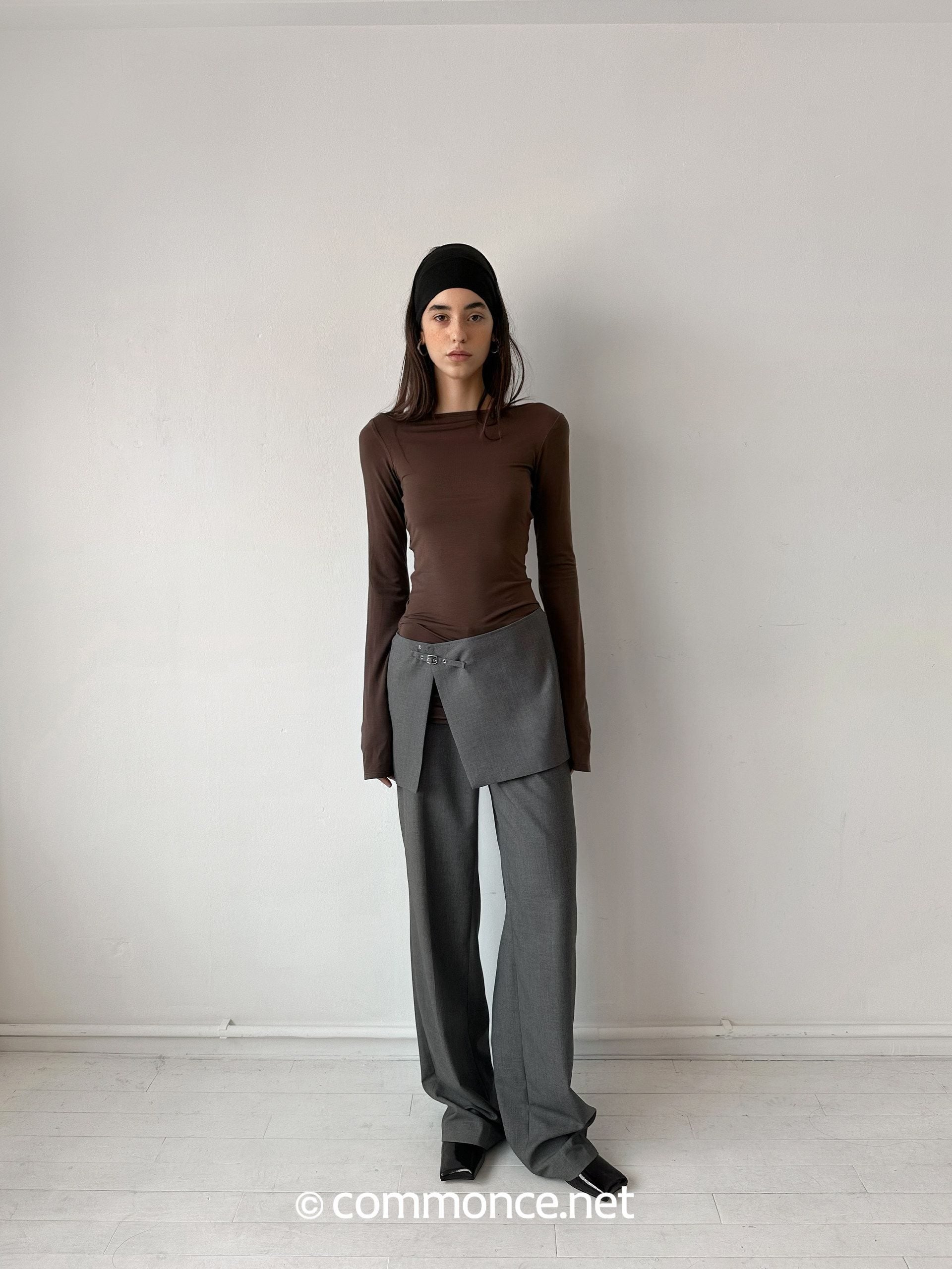 commonce_net_Detachable_Half_Skirt_Two_Piece_Straight_Leg_Women&