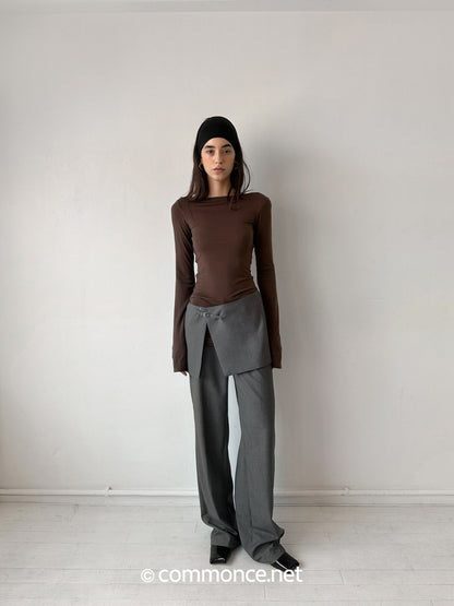 commonce_net_Detachable_Half_Skirt_Two_Piece_Straight_Leg_Women&