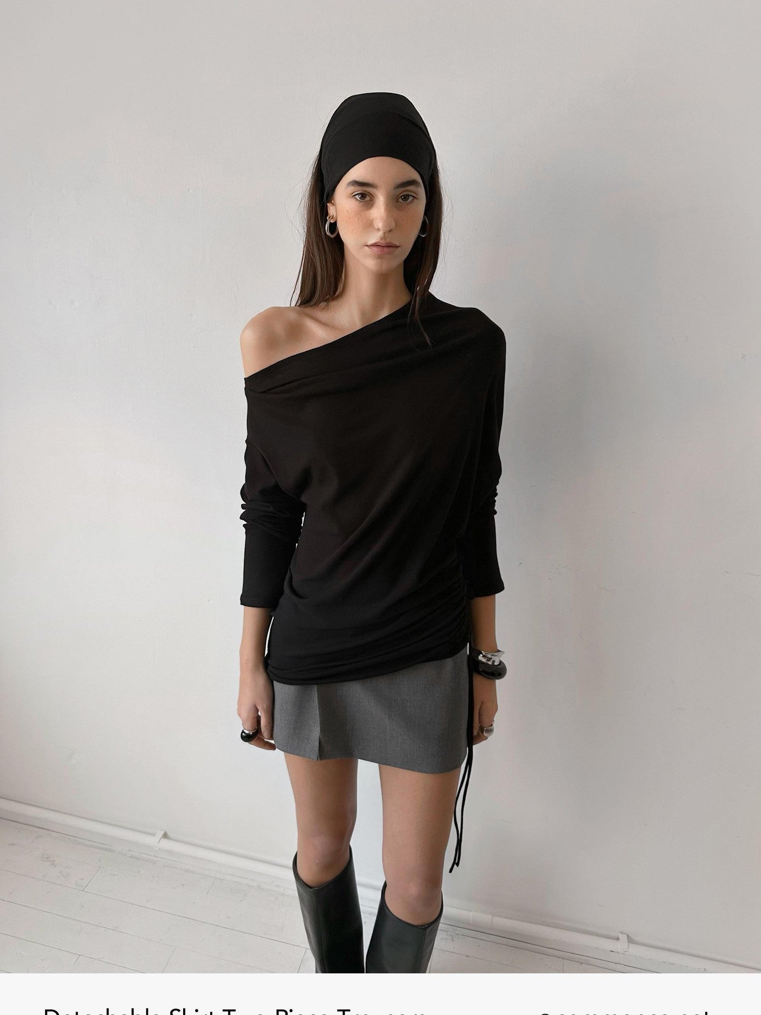 commonce net Detachable Half Skirt Two Piece Straight Leg Women&