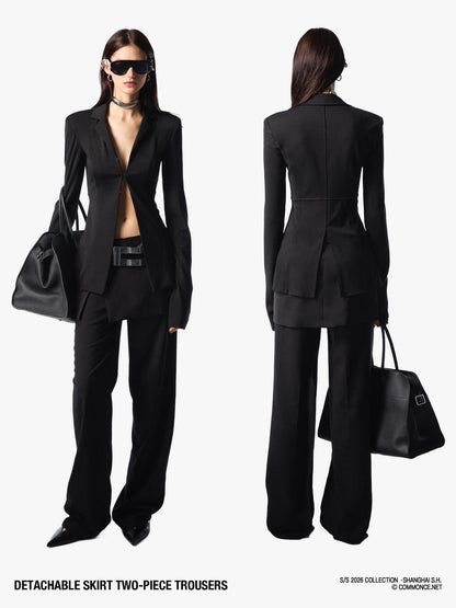 commonce net Detachable Half Skirt Two Piece Straight Leg Women&