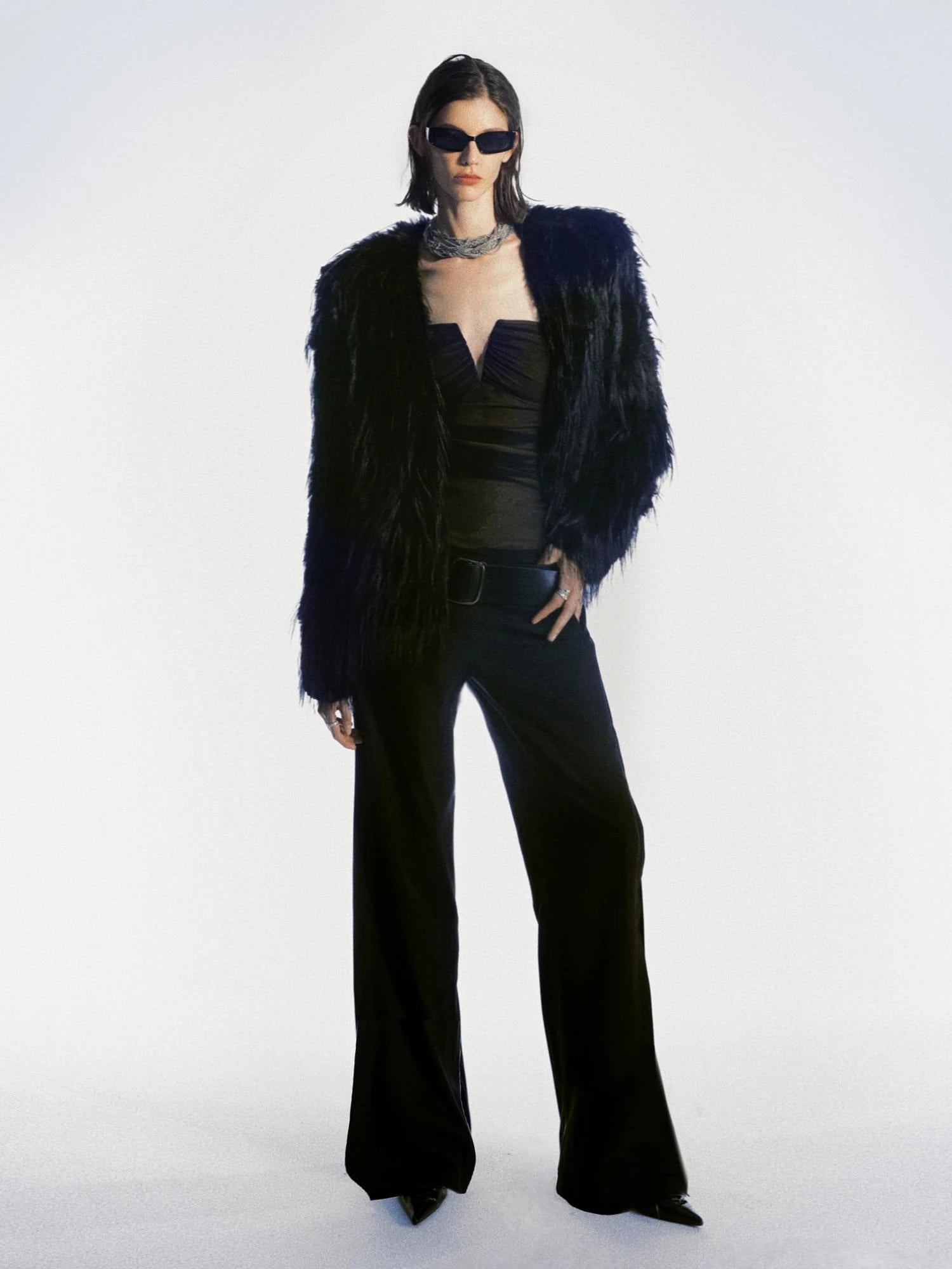 Detachable Hooded Eco Fur Jacket