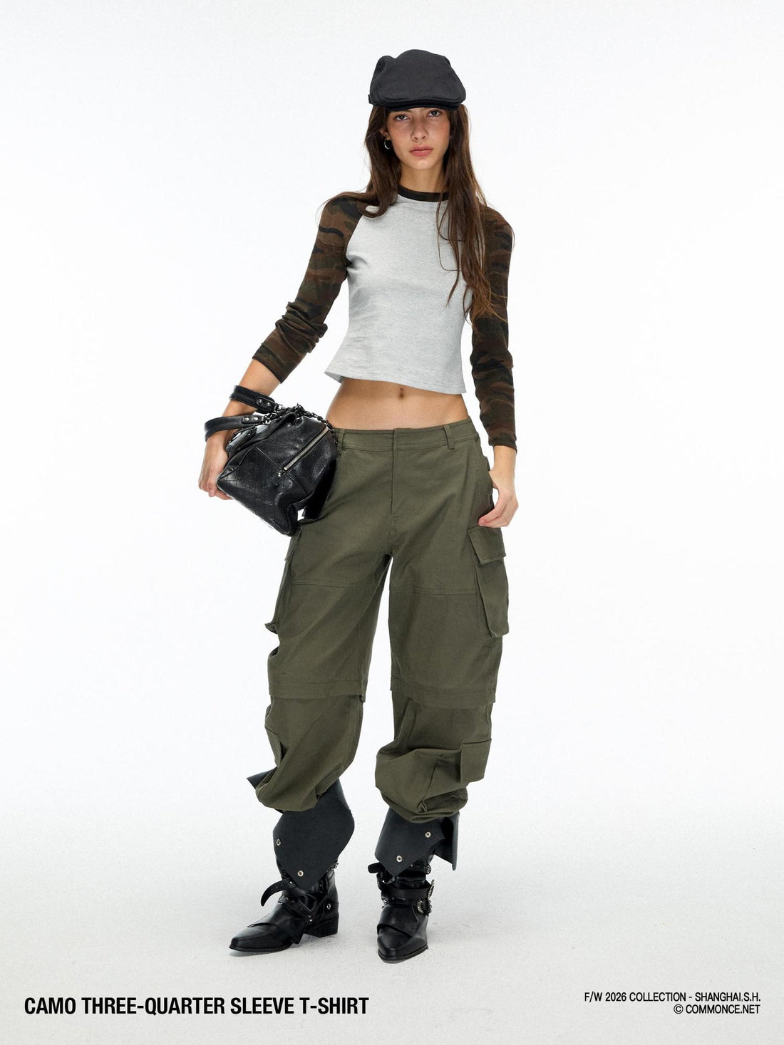 commonce net Distressed Camo Patchwork Slim Fit Women&