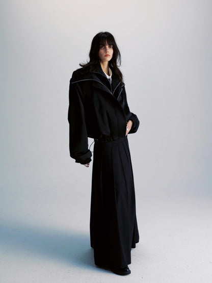 Double Zipper Oversized Drawstring Jacket