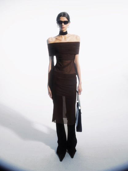 commonce net Draped Asymmetric Flared Pants