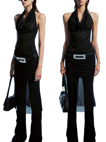 commonce net Draped Asymmetric Flared Pants