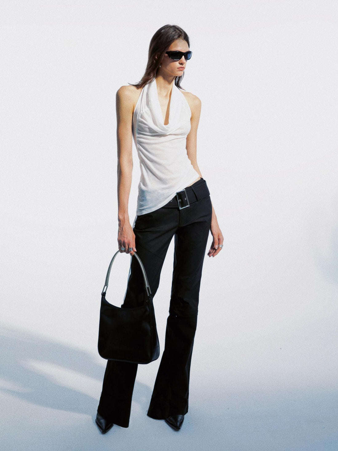 commonce net Draped Asymmetrical Detachable Leg Low Rise Cargo Pants
