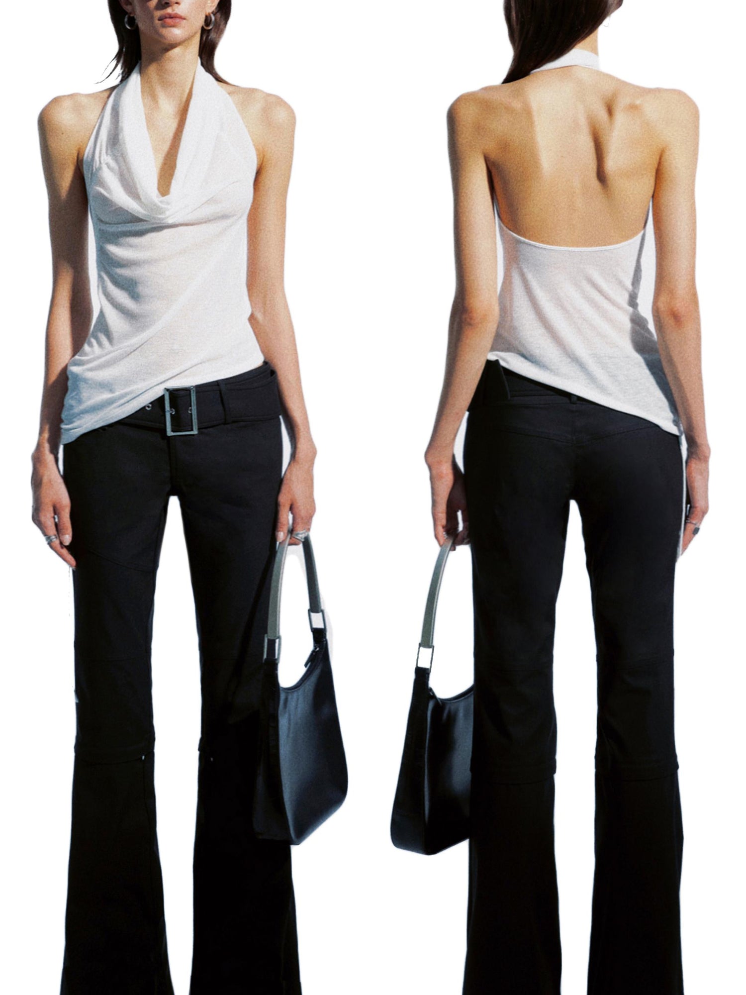 commonce net Draped Asymmetrical Detachable Leg Low Rise Cargo Pants