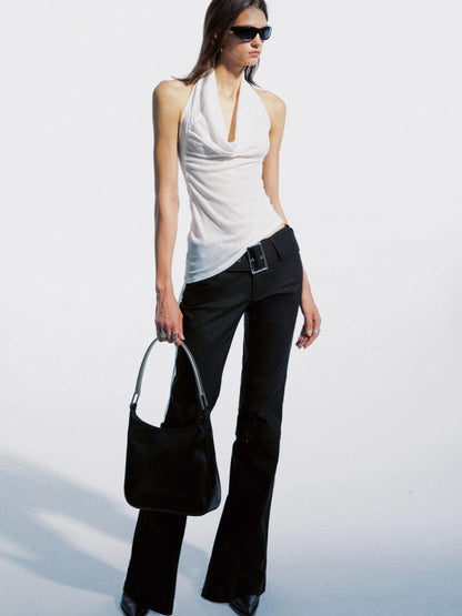 commonce net Draped Asymmetrical Detachable Leg Low Rise Cargo Pants