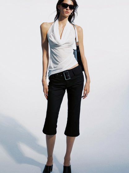 commonce net Draped Asymmetrical Detachable Leg Low Rise Cargo Pants