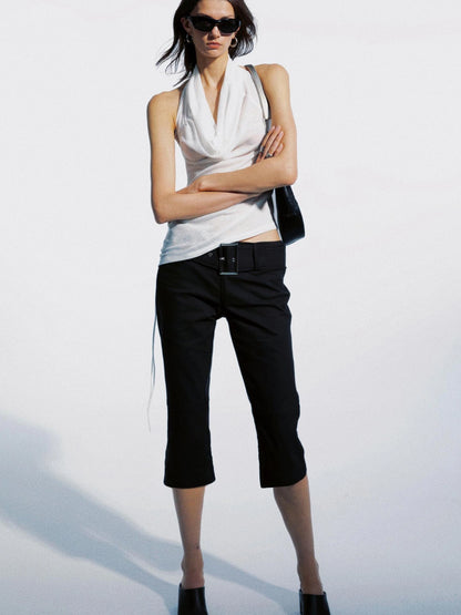Draped Asymmetrical Detachable Leg Low Rise Cargo Pants