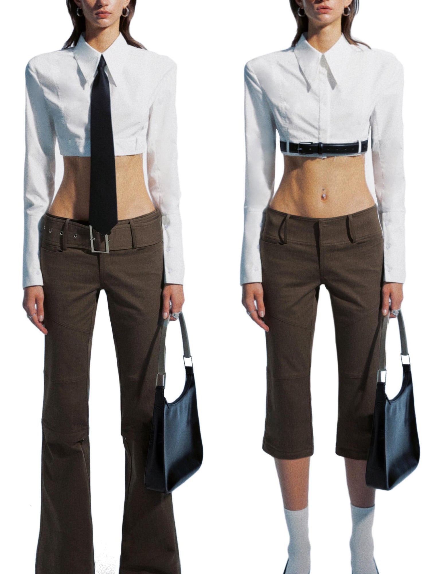 commonce net Draped Asymmetrical Detachable Leg Low Rise Cargo Pants