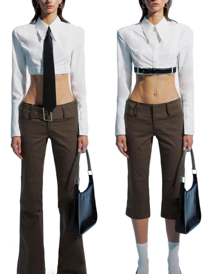 commonce net Draped Asymmetrical Detachable Leg Low Rise Cargo Pants