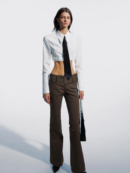 commonce net Draped Asymmetrical Detachable Leg Low Rise Cargo Pants