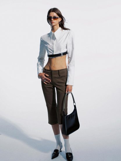 commonce net Draped Asymmetrical Detachable Leg Low Rise Cargo Pants