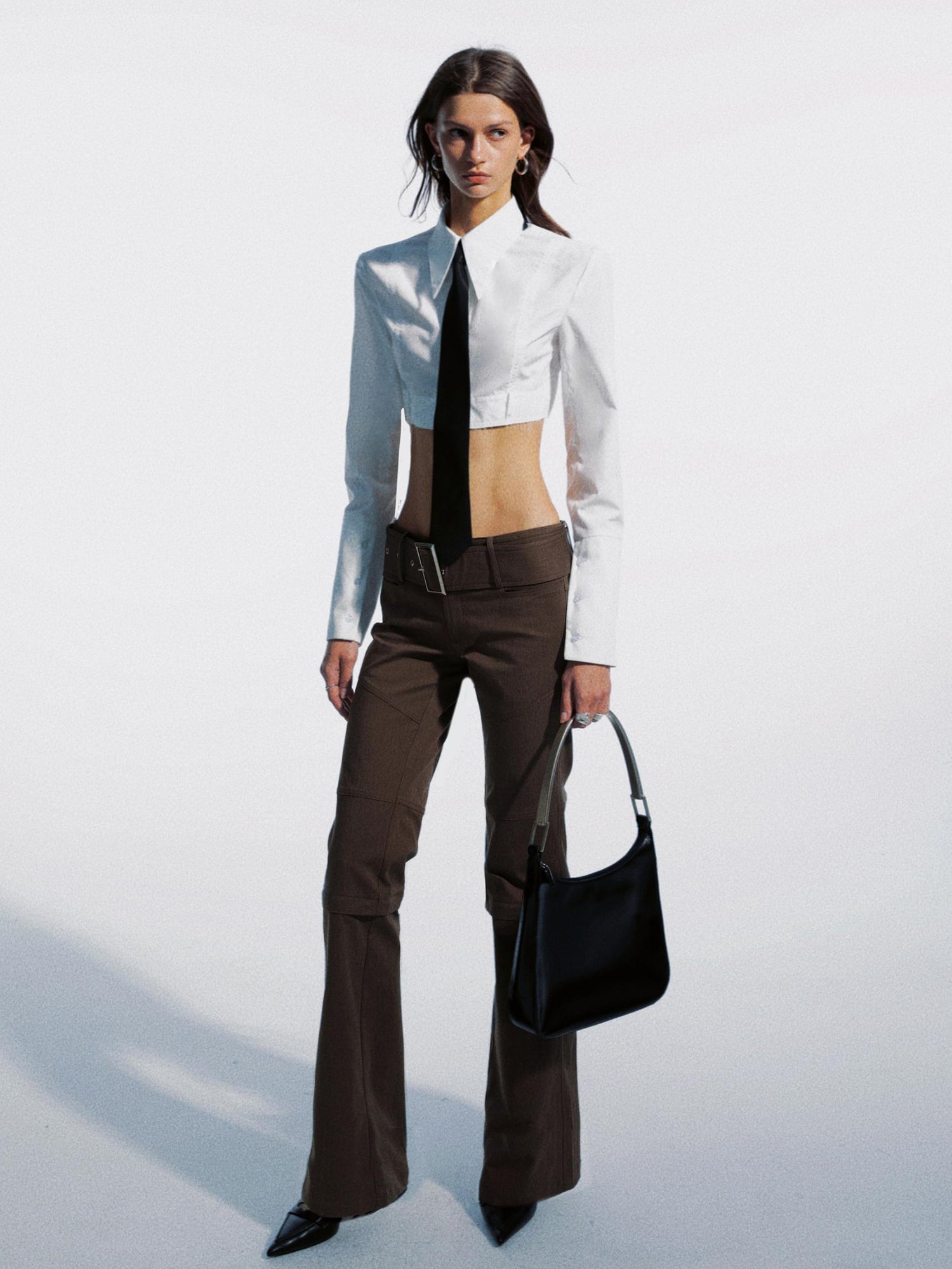 commonce net Draped Asymmetrical Detachable Leg Low Rise Cargo Pants