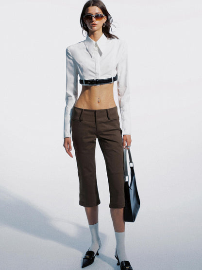 commonce net Draped Asymmetrical Detachable Leg Low Rise Cargo Pants