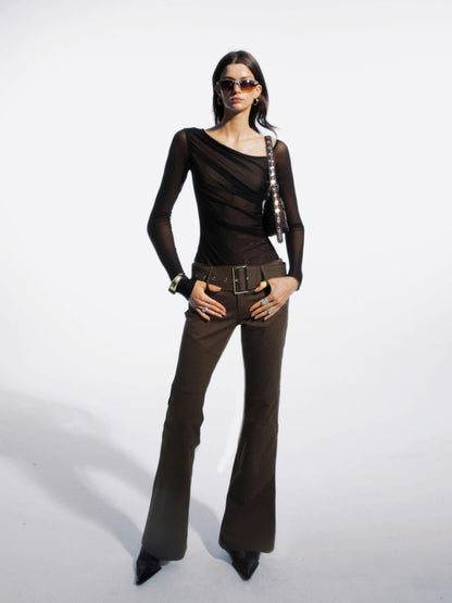 commonce net Draped Asymmetrical Detachable Leg Low Rise Cargo Pants