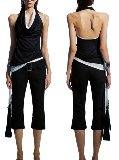 commonce net Draped Asymmetrical Detachable Leg Low Rise Cargo Pants