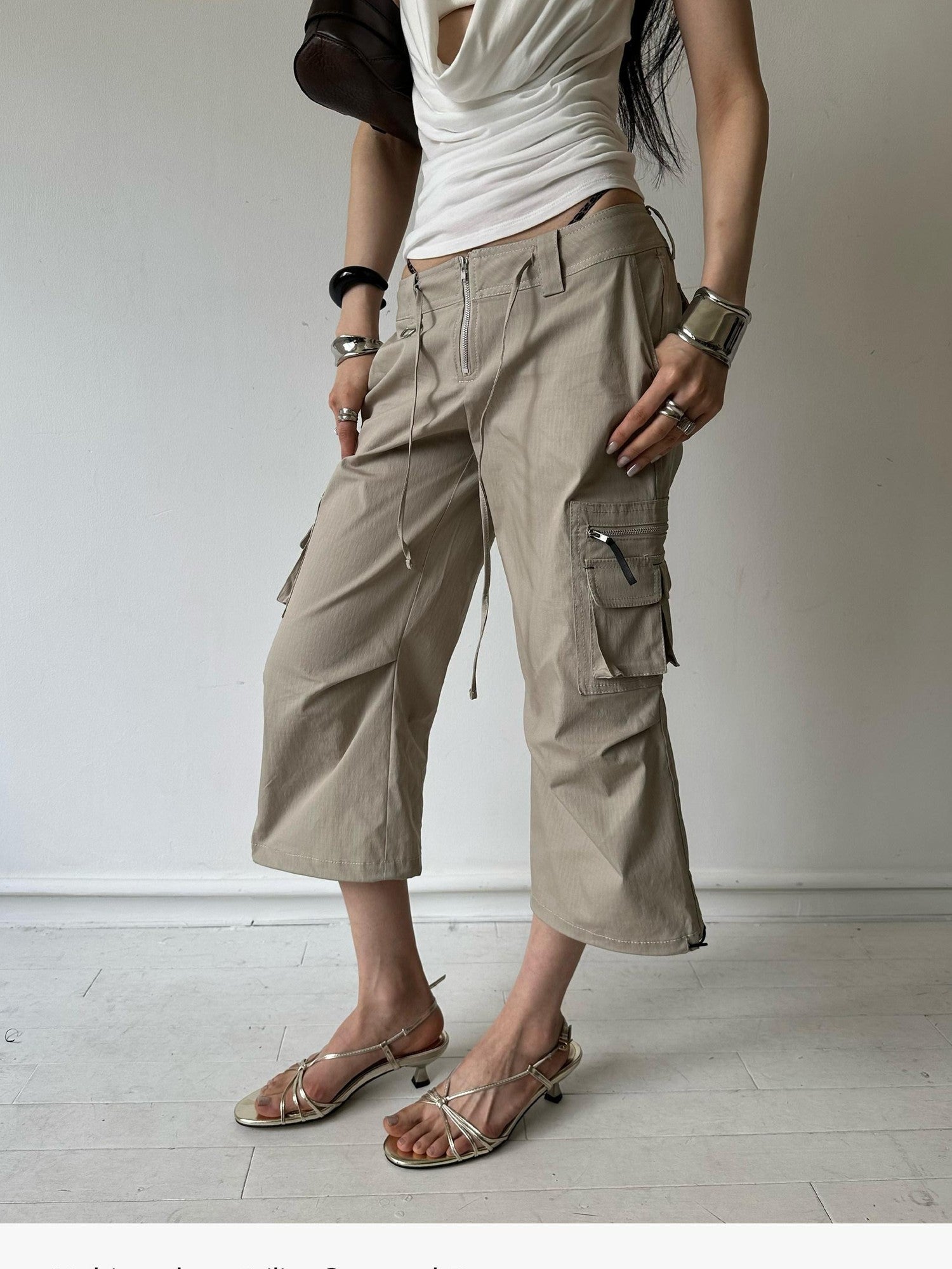 commonce net Drawstring Tie Multi Pocket 3d Cargo Women&
