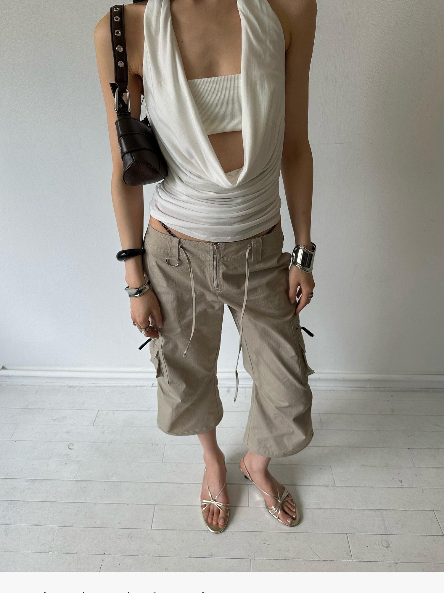 commonce net Drawstring Tie Multi Pocket 3d Cargo Women&