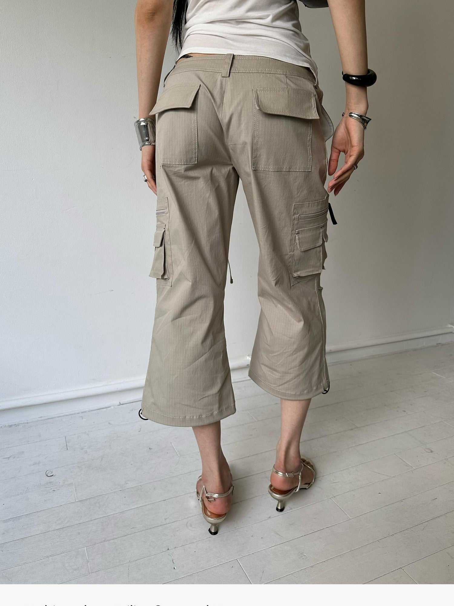 commonce net Drawstring Tie Multi Pocket 3d Cargo Women&