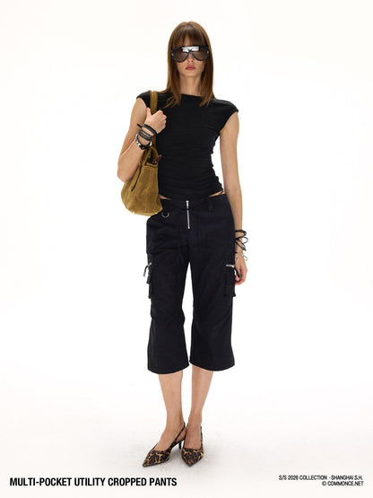 commonce net Drawstring Tie Multi Pocket 3d Cargo Women&