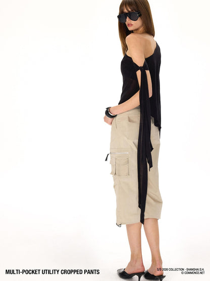 commonce net Drawstring Tie Multi Pocket 3d Cargo Women&