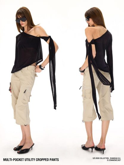 commonce net Drawstring Tie Multi Pocket 3d Cargo Women&