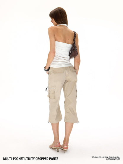 commonce net Drawstring Tie Multi Pocket 3d Cargo Women&