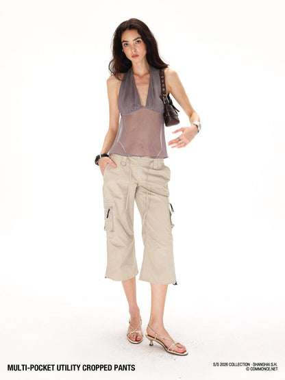 commonce net Drawstring Tie Multi Pocket 3d Cargo Women&