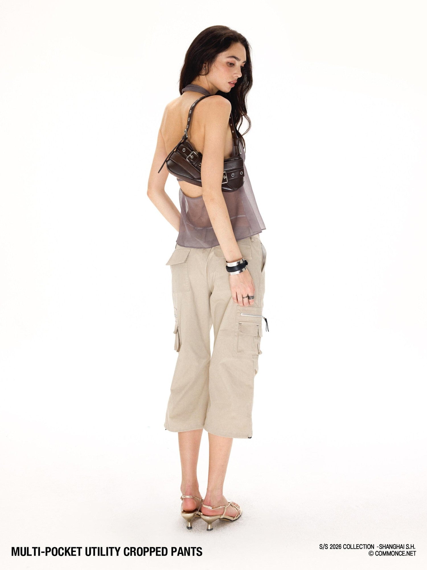 commonce net Drawstring Tie Multi Pocket 3d Cargo Women&
