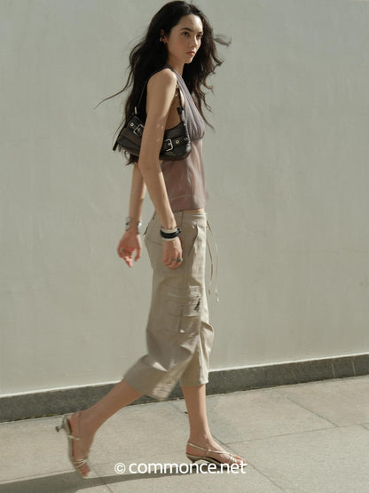commonce net Drawstring Tie Multi Pocket 3d Cargo Women&