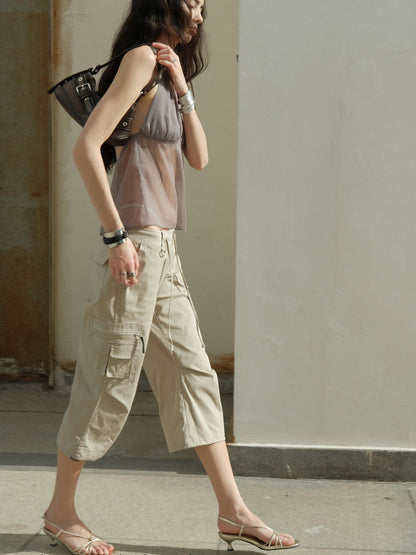 commonce net Drawstring Tie Multi Pocket 3d Cargo Women&