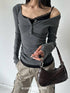 commonce_net_Faux_Layered_Lace_Drawstring_Color_Block_Slim_Fit_Cotton_Women&