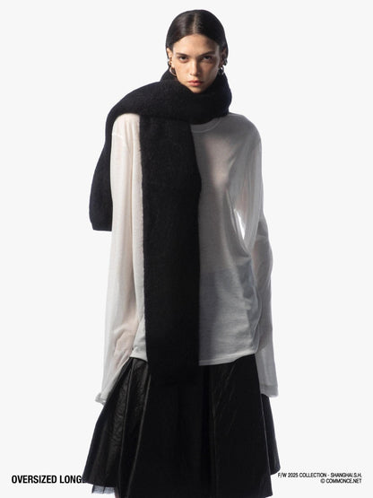 commonce net Frayed Hem Semi Sheer Oversized Women&
