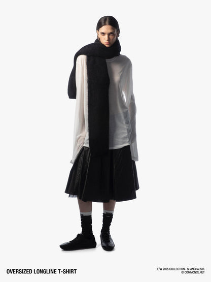 commonce net Frayed Hem Semi Sheer Oversized Women&