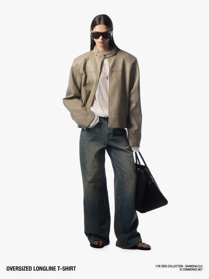 commonce net Frayed Hem Semi Sheer Oversized Women&