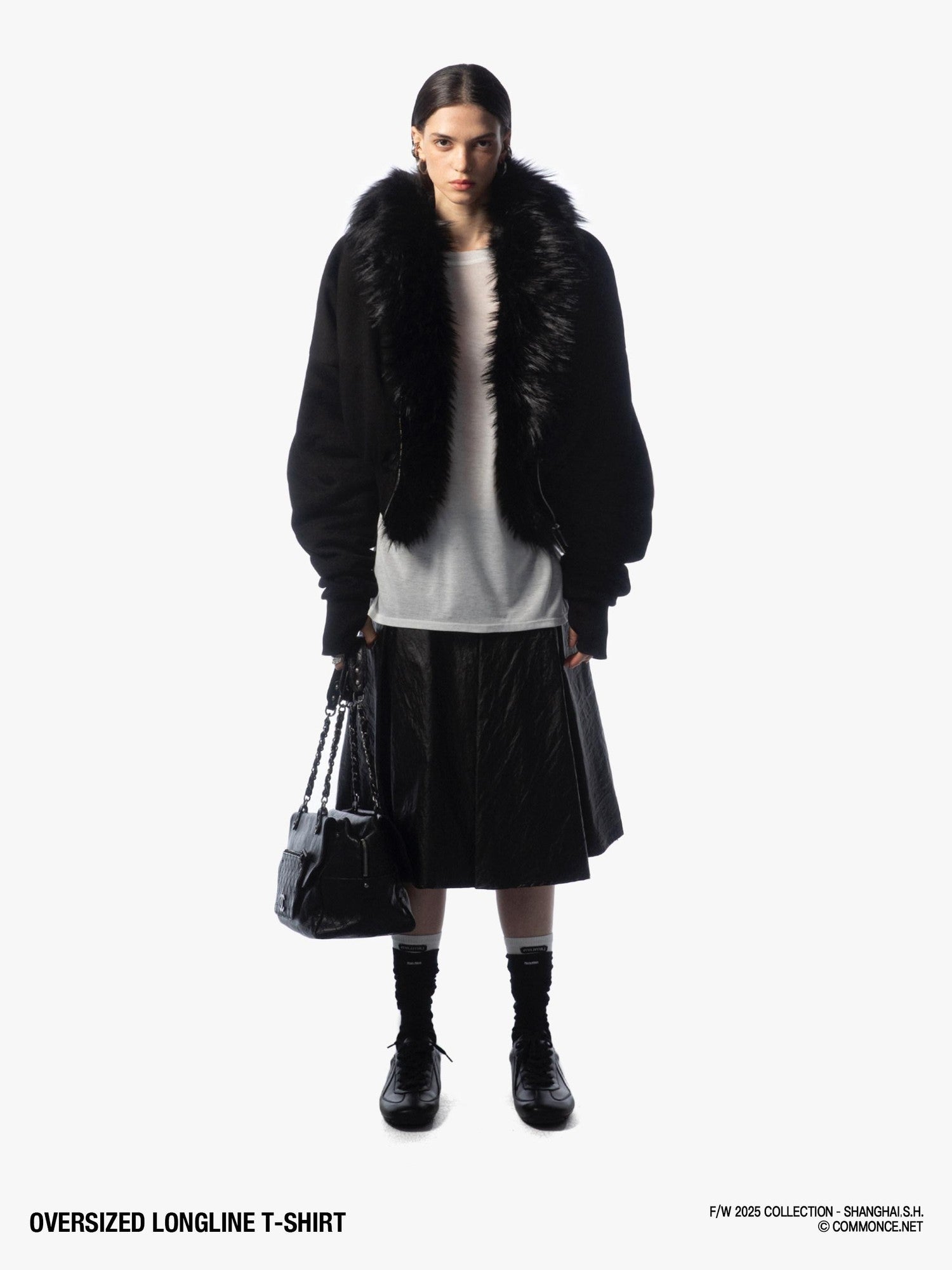 commonce net Frayed Hem Semi Sheer Oversized Women&