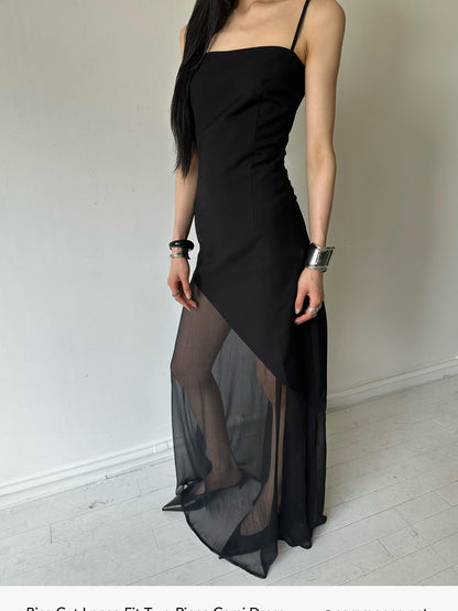 commonce net Gothic Asymmetric Sheer Spaghetti Set Women&