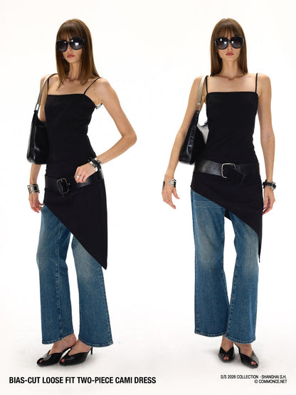 commonce net Gothic Asymmetric Sheer Spaghetti Set Women&