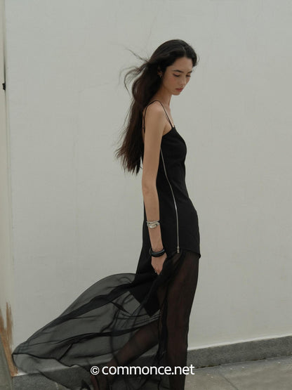 commonce net Gothic Asymmetric Sheer Spaghetti Set Women&