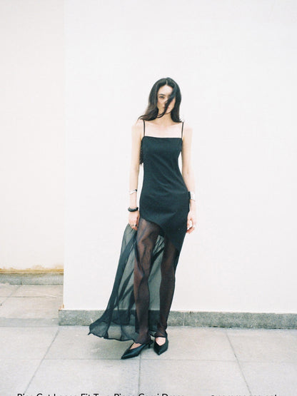 commonce net Gothic Asymmetric Sheer Spaghetti Set Women&