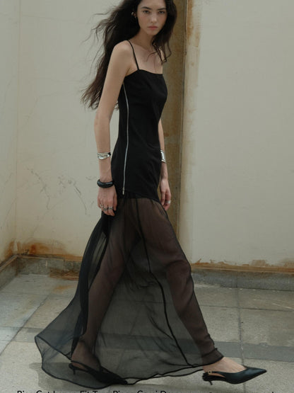 commonce net Gothic Asymmetric Sheer Spaghetti Set Women&