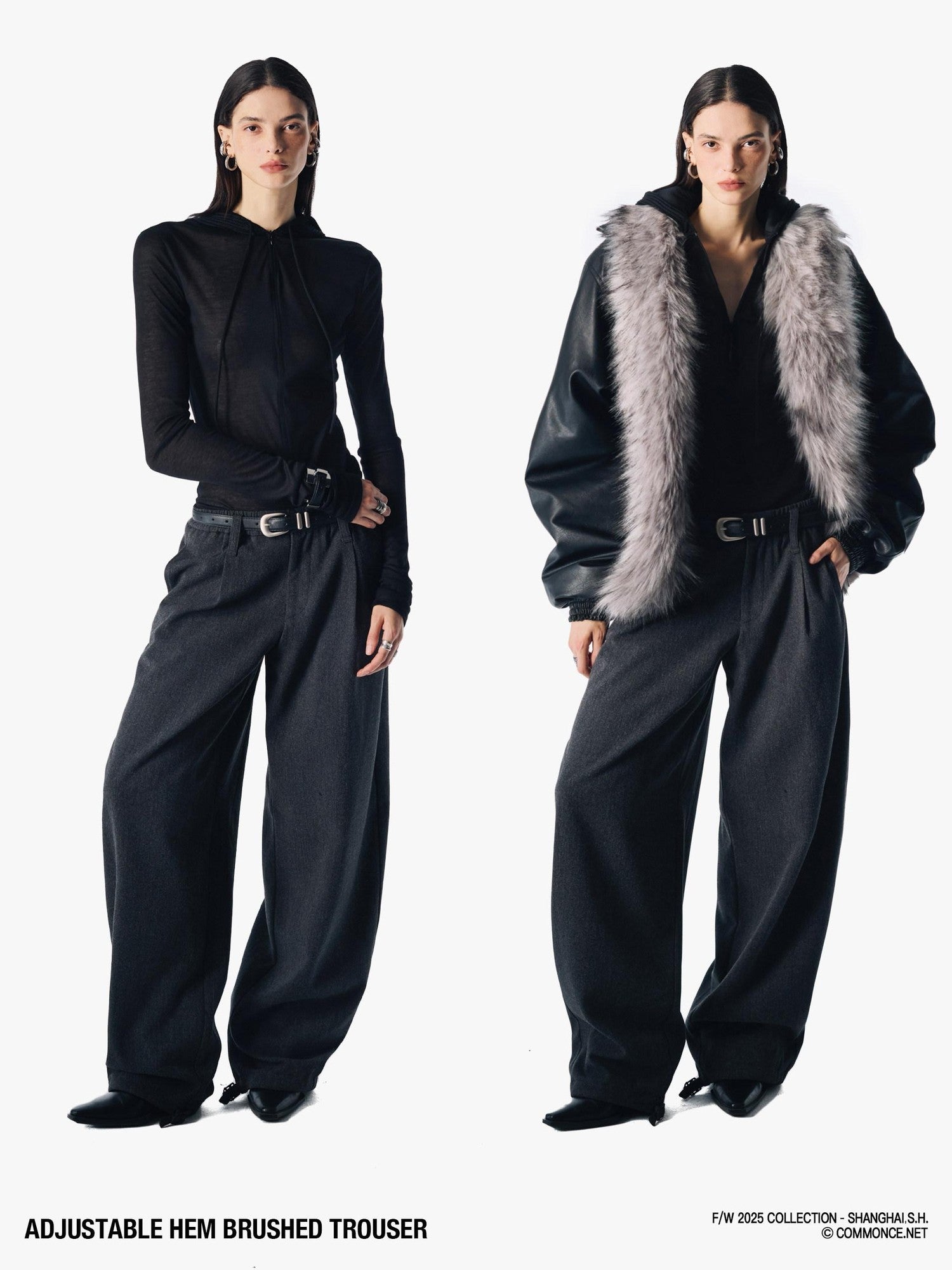 commonce net Heather Gray Adjustable Hem Plush Texture Women&