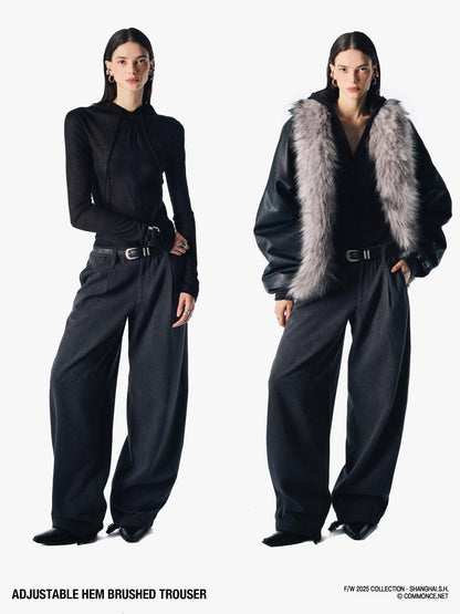 commonce net Heather Gray Adjustable Hem Plush Texture Women&