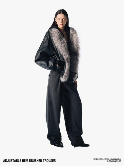 commonce net Heather Gray Adjustable Hem Plush Texture Women&