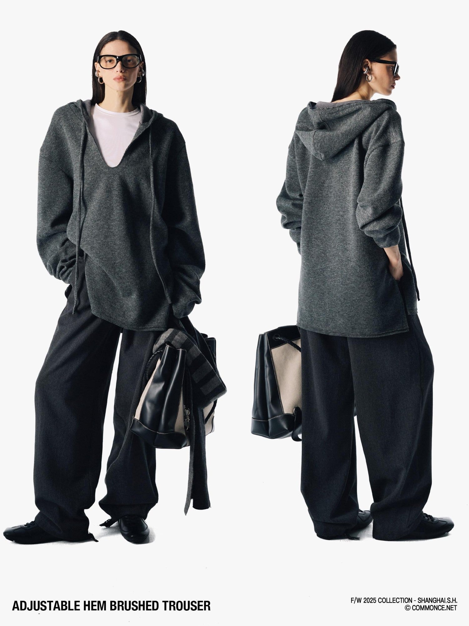 commonce net Heather Gray Adjustable Hem Plush Texture Women&