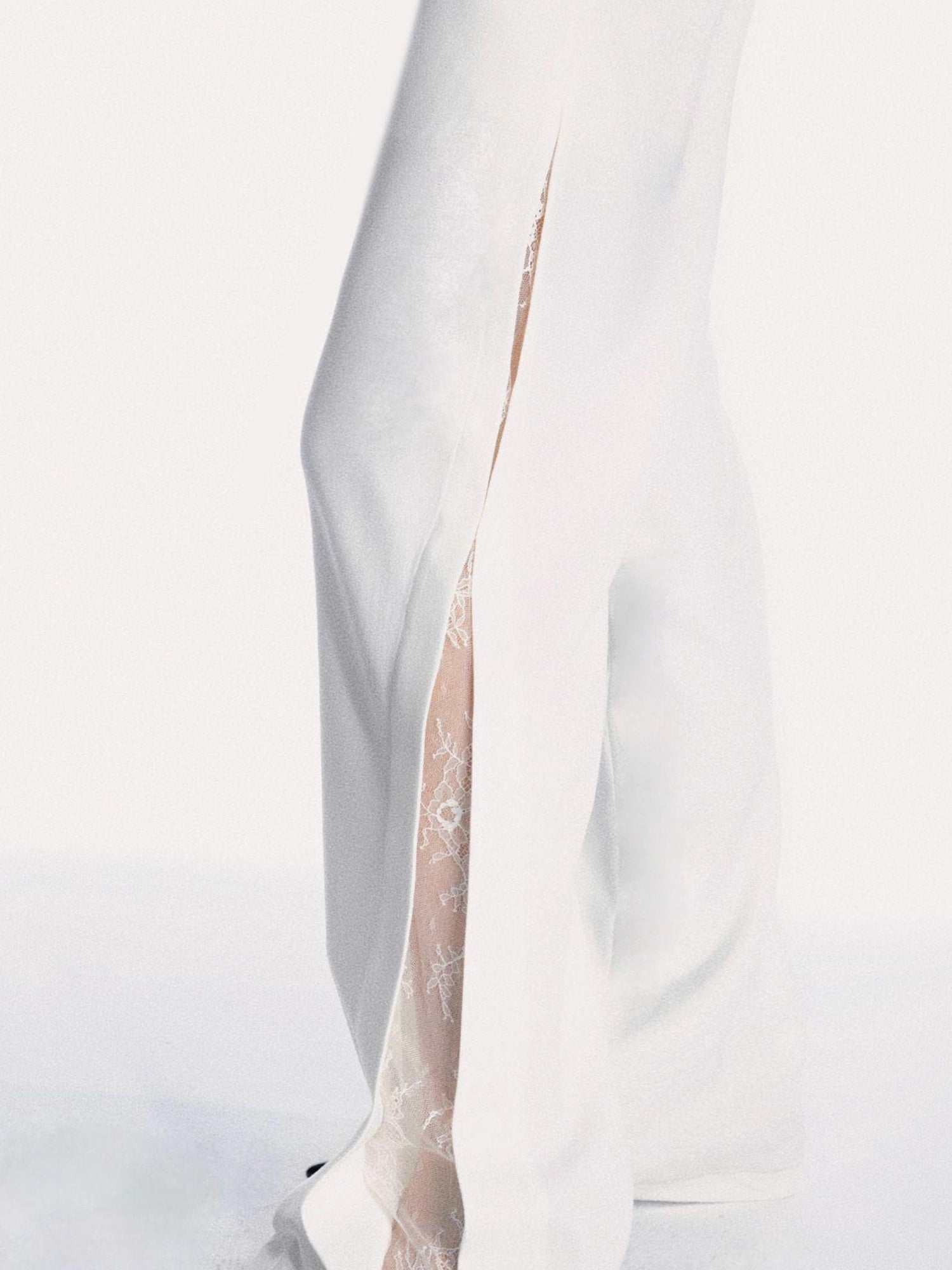 commonce net Lace Panel Pleated Trousers With Straight Leg
