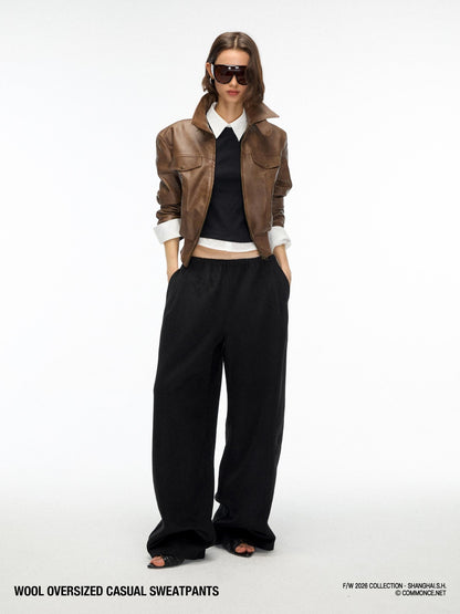 commonce net Loose Fit Elastic Waist Wool Blend Women&
