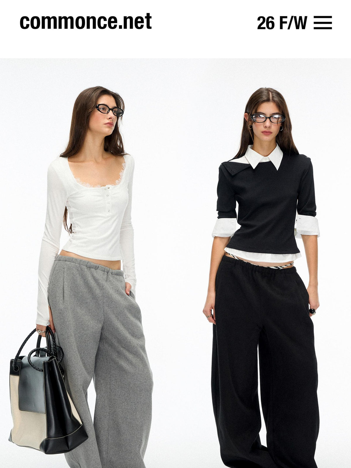 commonce net Loose Fit Elastic Waist Wool Blend Women&
